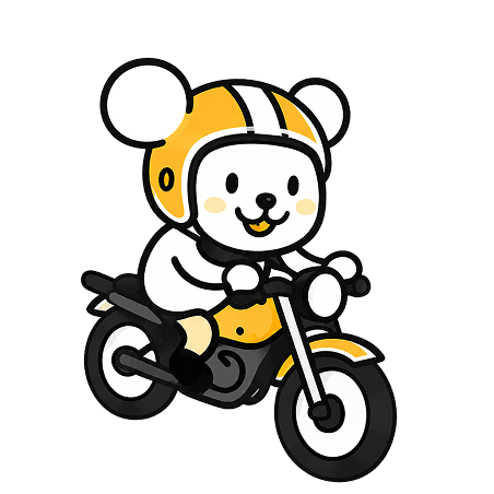 バイクに乗るチークマ